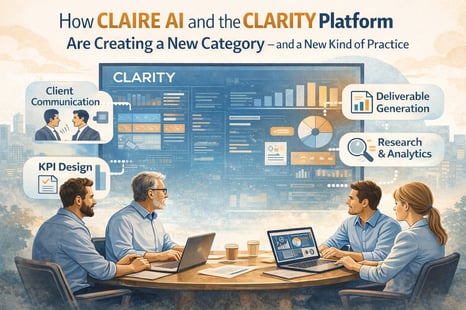 Business professionals discussing CLAIRE AI strategy